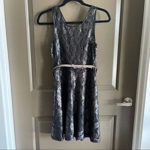 Metallic Black & Silver Lace Express Dress